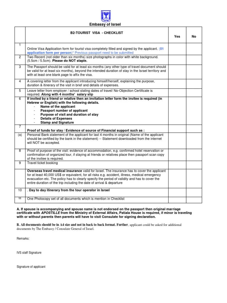 Checklist For B2 Tourist | PDF | Travel Visa | Passport