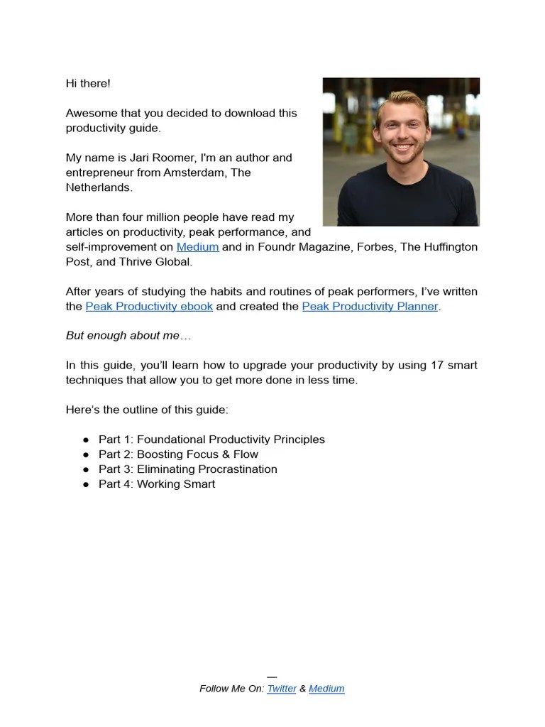 17 Productivity Hacks For Peak Performance | Download Free PDF | Sleep ...