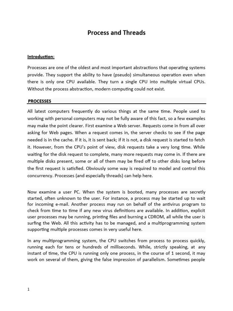 Process And Threads | PDF | Thread (Computing) | Process (Computing)