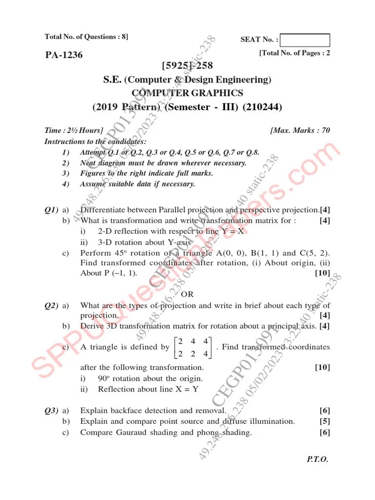 Be Computer Engineering Semester 3 2022 November Computer Graphics CG ...