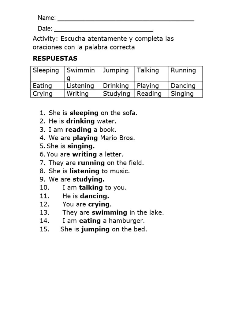 Listening Practice - Present Continuous | PDF