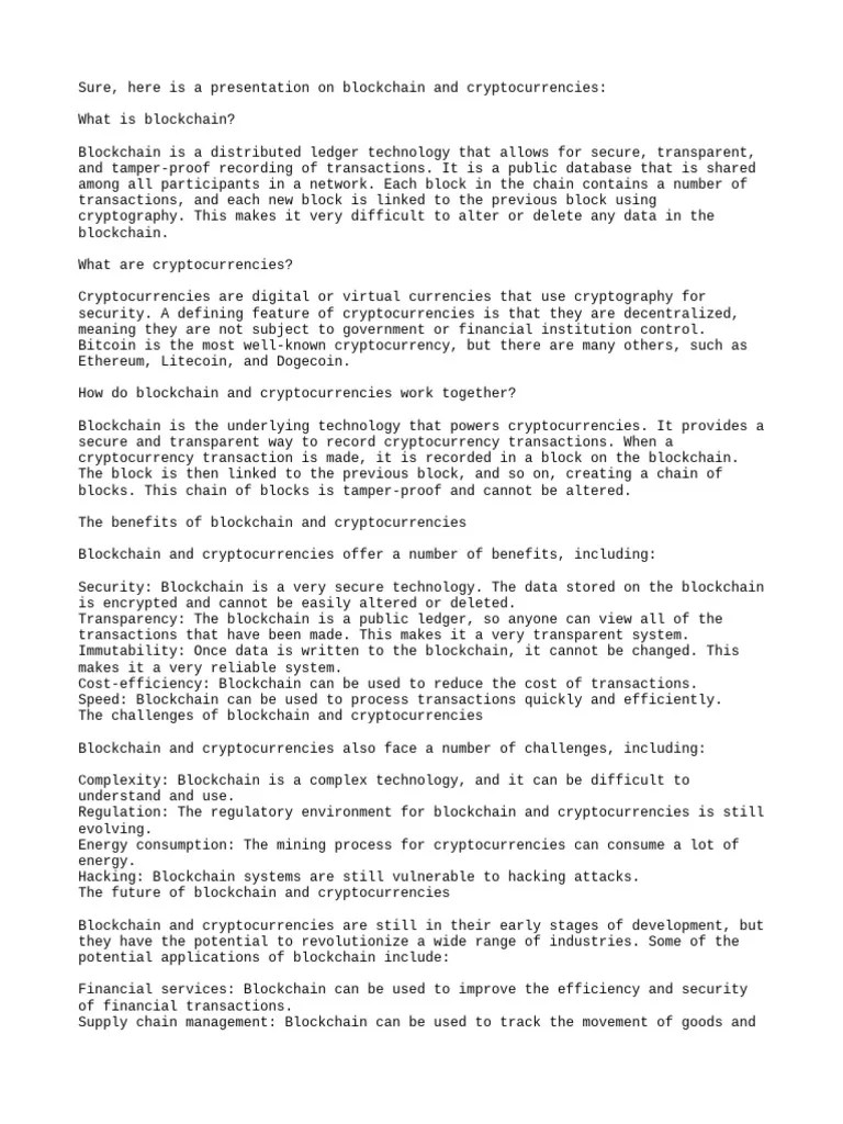 What Are Blockchain And Cryptocurrencies? | PDF | Cryptocurrency | Information Science