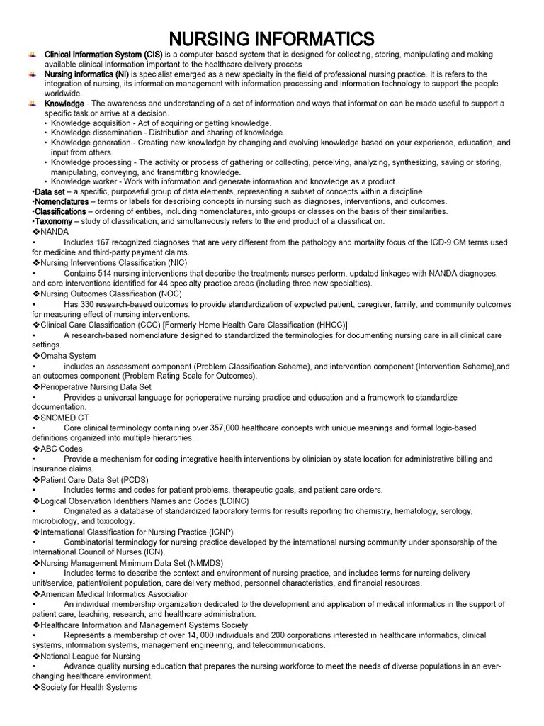 Nursing Informatics | PDF | Electronic Health Record | Nursing