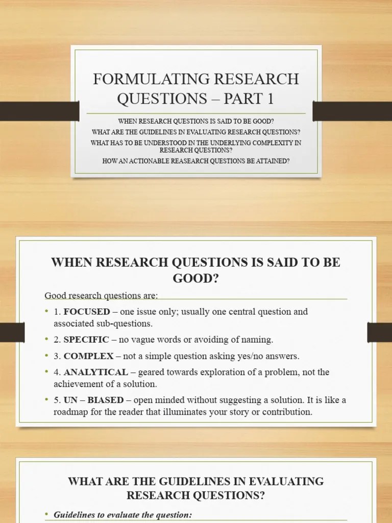 Formulating Research Questions Part 1 | PDF | Question | Obesity