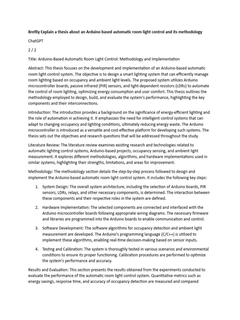 Arduino Based Automatic Room Light Control | PDF | Usability | Energy ...