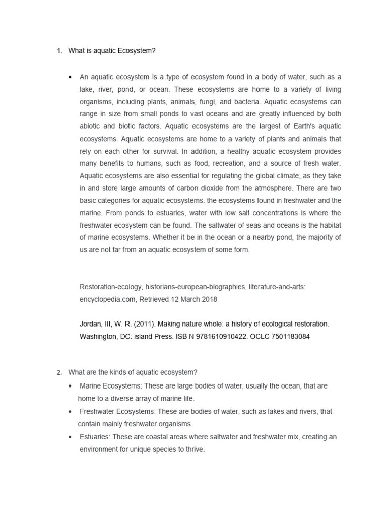 Aquatic Ecosystem | Download Free PDF | Aquatic Ecosystem | Ecosystem