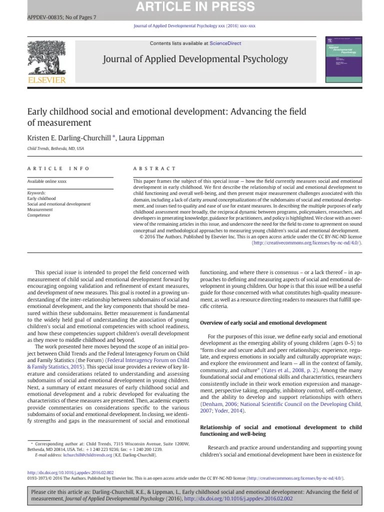 Early Childhood Social And Emotional Development | PDF | Emotional Self ...