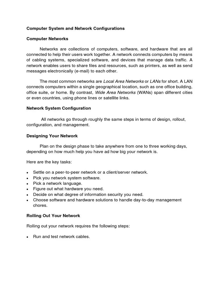 Computer System And Network Configurations Computer Networks | PDF ...