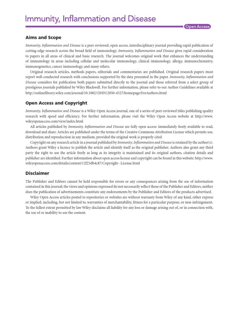 Immunity Inflam Disease - 2023 | PDF | Open Access | Academic Publishing