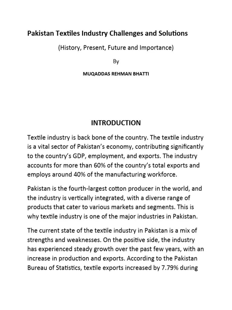 Pakistan Textiles Industry Challenges And Solutions | PDF | Textiles | Pakistan