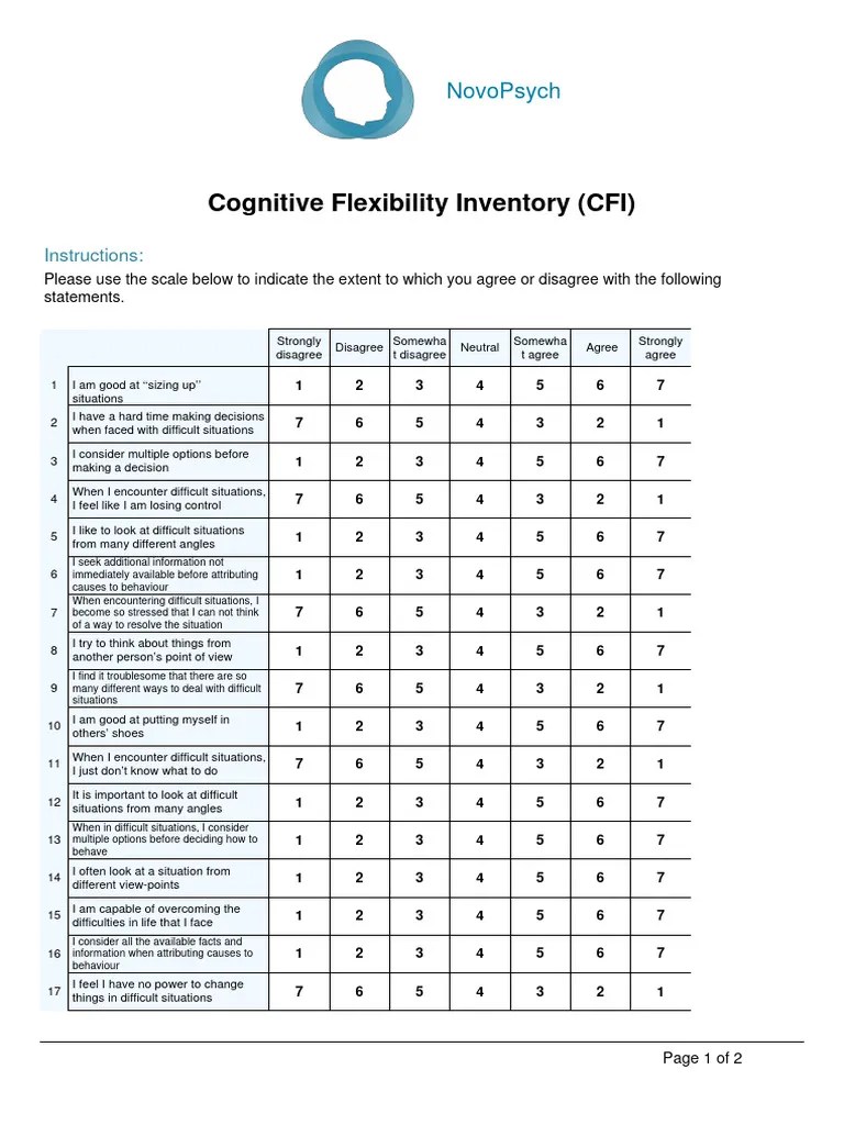Cognitive Flexibility Inventory | PDF | Psychology | Psychological Concepts