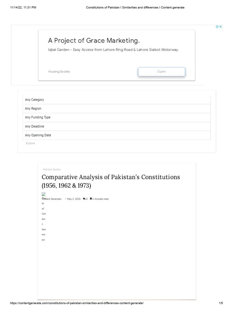 Constitutions Of Pakistan I Similarities And Differences I Content ...