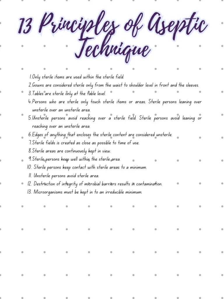 13 Principles Of Aseptic Technique | PDF