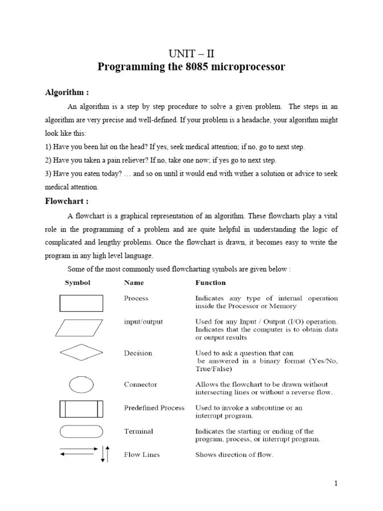 UNIT II Programming The 8085 MICROPROCESSORS NOTES | PDF | Assembly ...