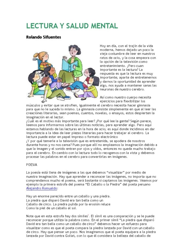 Lectura Y Salud Mental | PDF | Lectura (proceso) | Cuentos