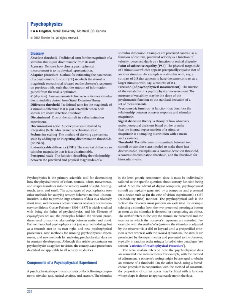 Psychophysics | Download Free PDF | Psychophysics | Perception