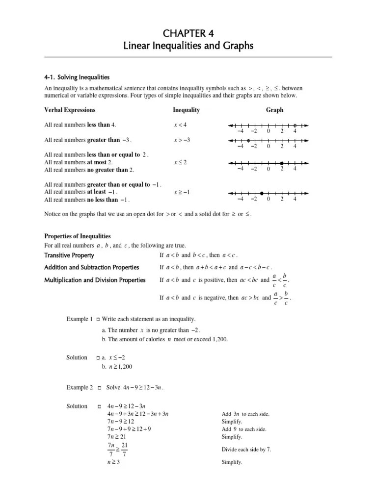 Chapter 4 | Download Free PDF | Inequality (Mathematics) | Algebra