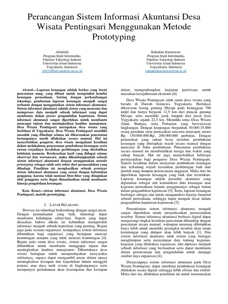 Perancangan Sistem Informasi Akuntansi Desa Wisata Pentingsari ...