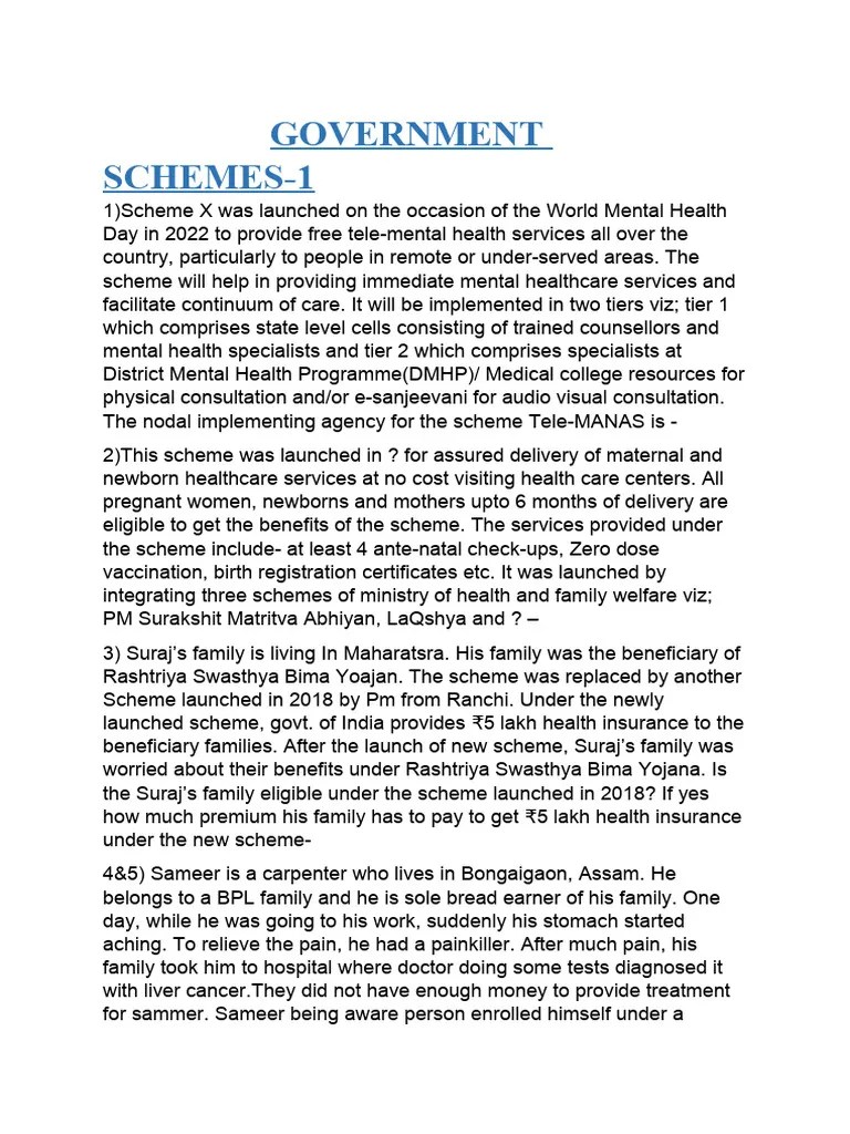 Government Schemes | PDF | Hospital | Health Care