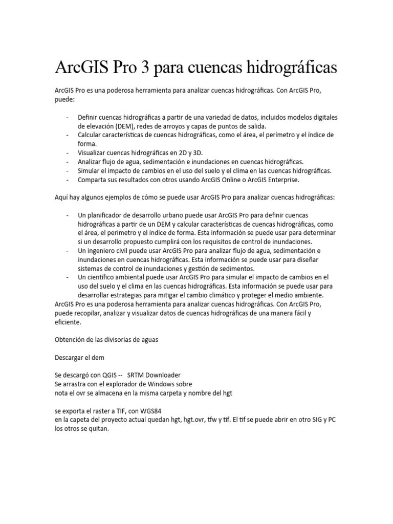 0 ArcGIS Pro 3 Para Cuencas Hidrográficas | PDF | Arc Gis | Inundar