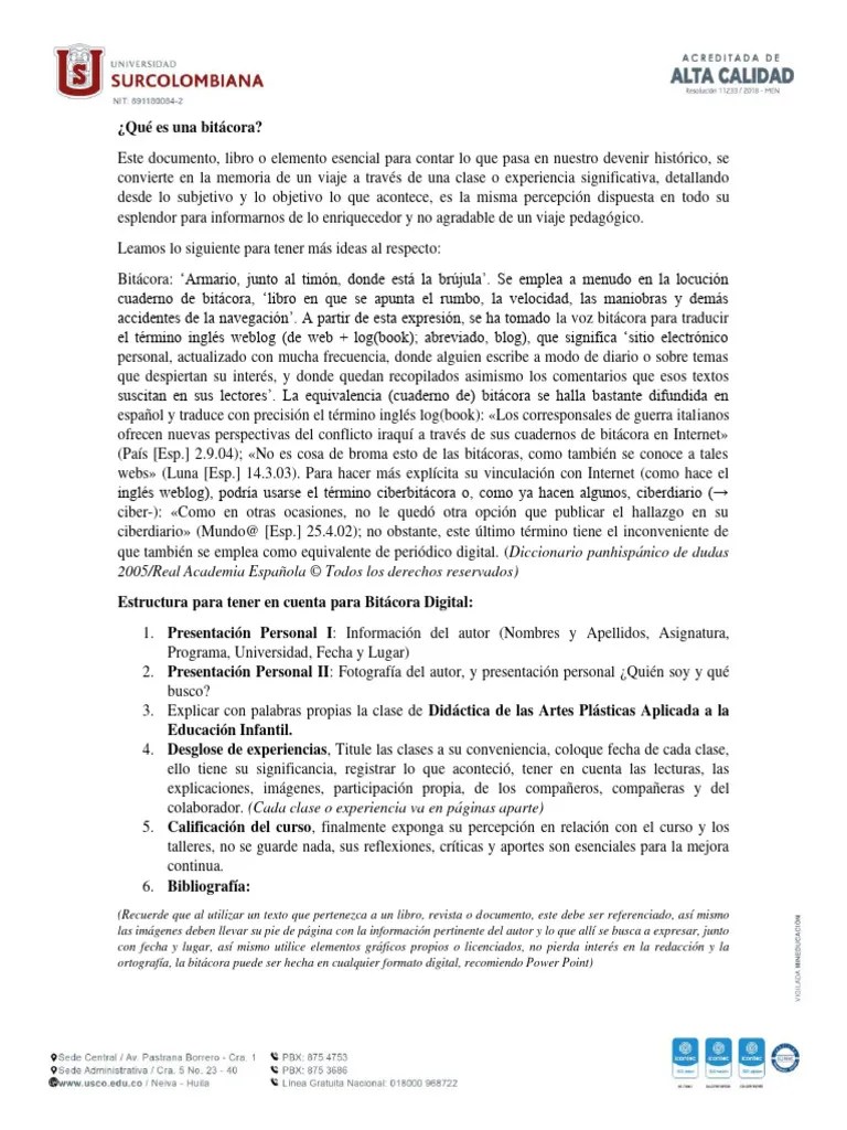 Bitácora Definición Y Estructura | PDF | Blog