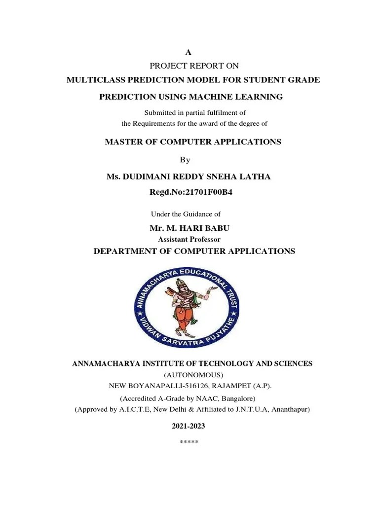 Multiclass Prediction Model For Student Grade Prediction Using Machine ...