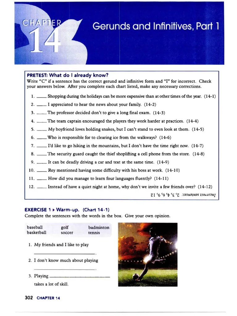 Chapter 14 - Gerunds And Infinitives, Part 1 | PDF