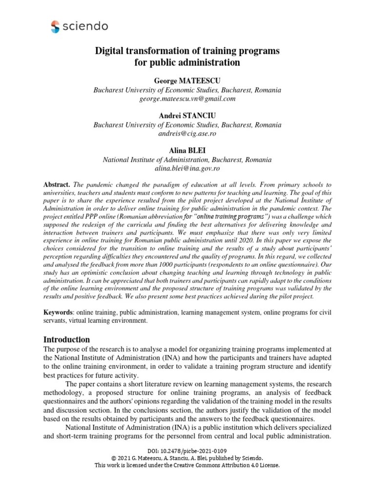 Digital Transformation Of Training Programs For Public Administration | PDF | Educational ...