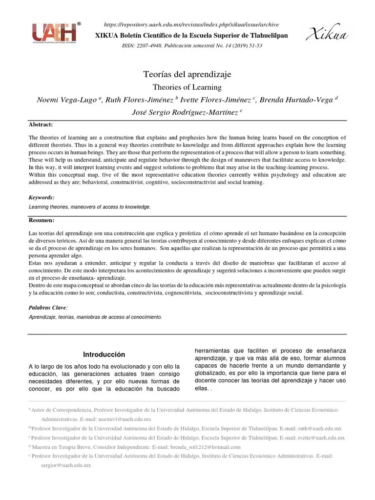 Teorias Del Aprendizaje | PDF | Enseñando | Aprendizaje