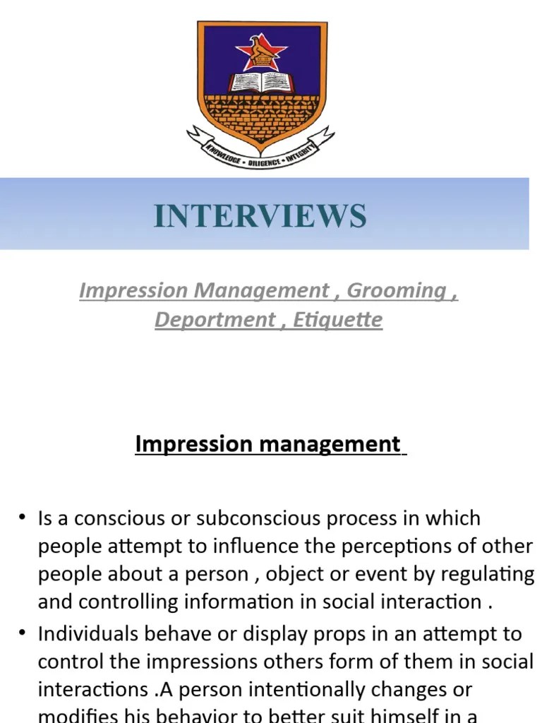 INTERVIEWS Impression Management | PDF | Job Interview | Psychological ...