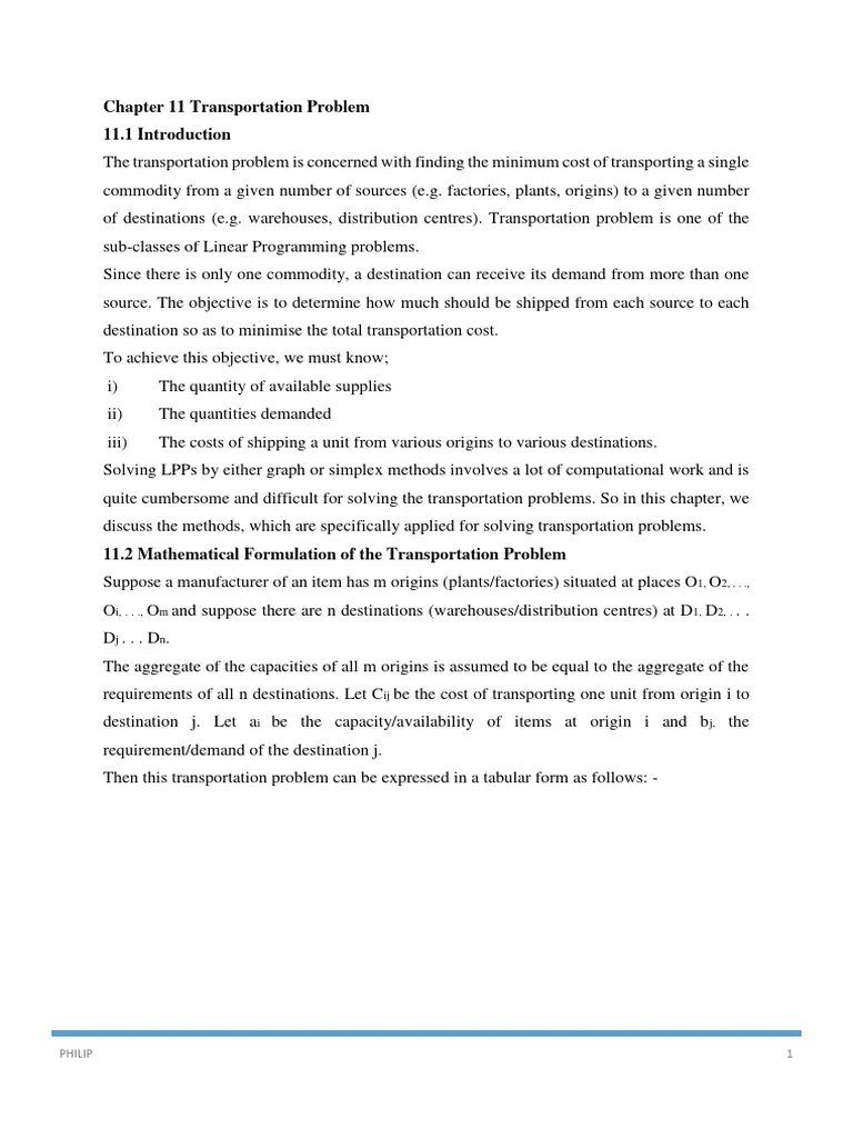 Lesson 8 - LPP - Transportation Problems | PDF | Mathematical ...