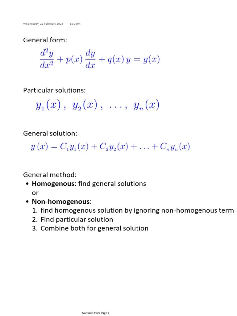 Second Order Differential Equations | PDF | Ordinary Differential Equation | Numerical Analysis
