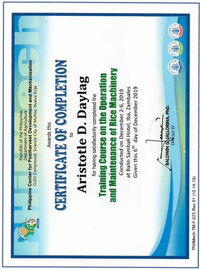 Operator Training Certificate | PDF