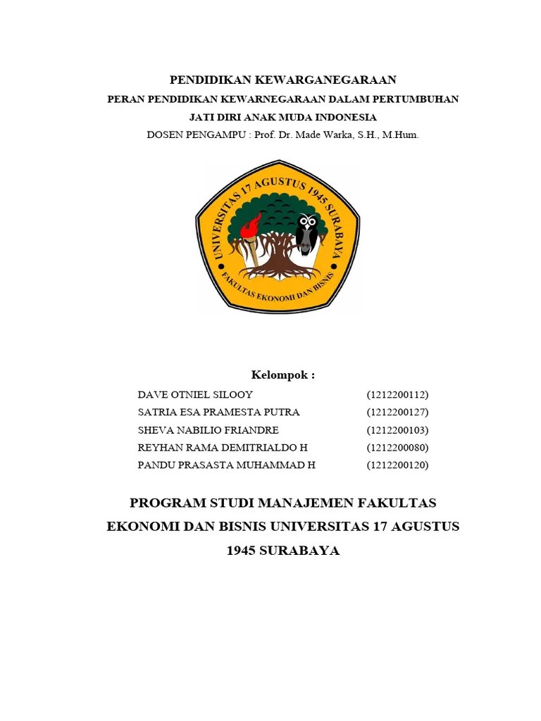 Makalah Pendidikan Kewarganegaraan Kelompok 4 Manajemen AA PERAN PENDIDIKAN KEWARNEGARAAN DALAM ...