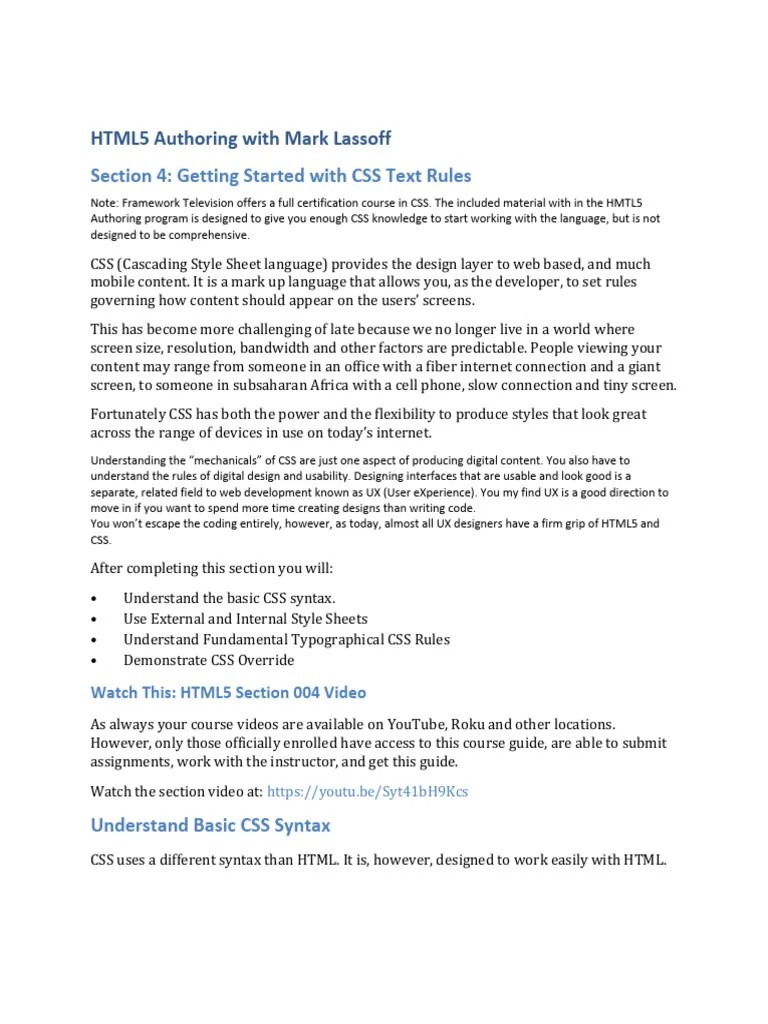 HTML5 Authoring 4 | PDF | Html Element | Html