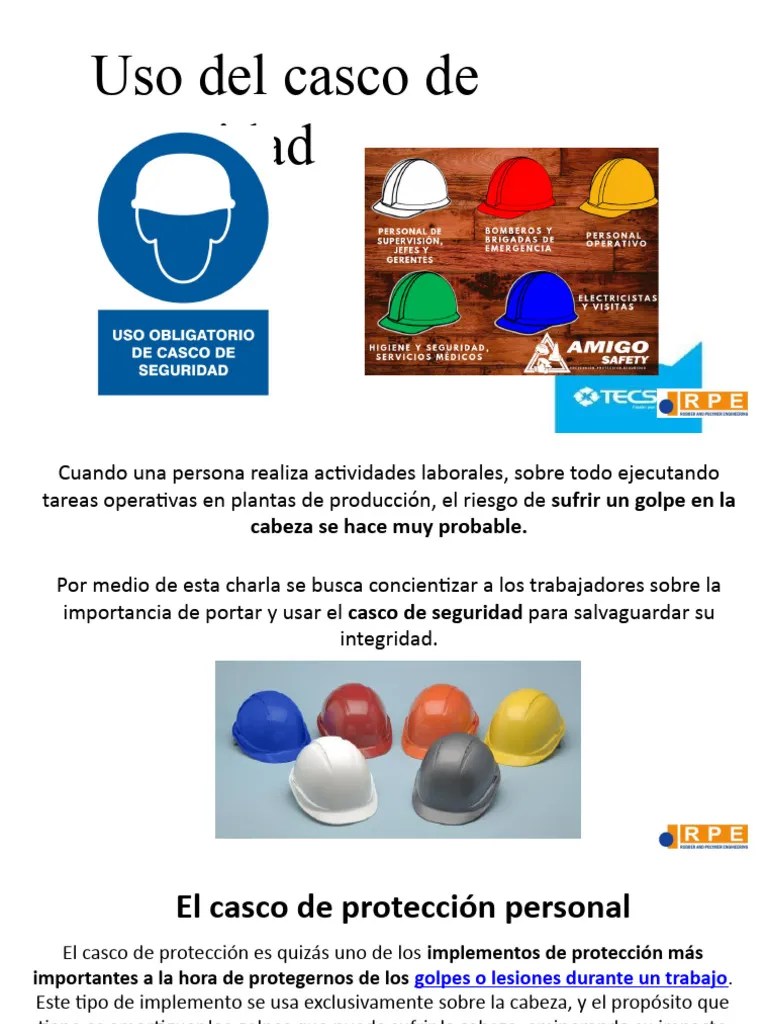 02 RPE-Charla - Uso Del Casco De Seguridad | Descargar Gratis PDF | Casco