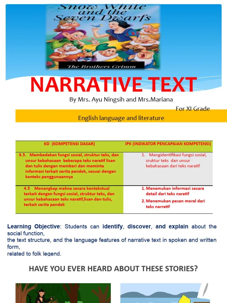 Narrative Text PowerPoint Presentation | PDF | Oral Tradition | Storytelling