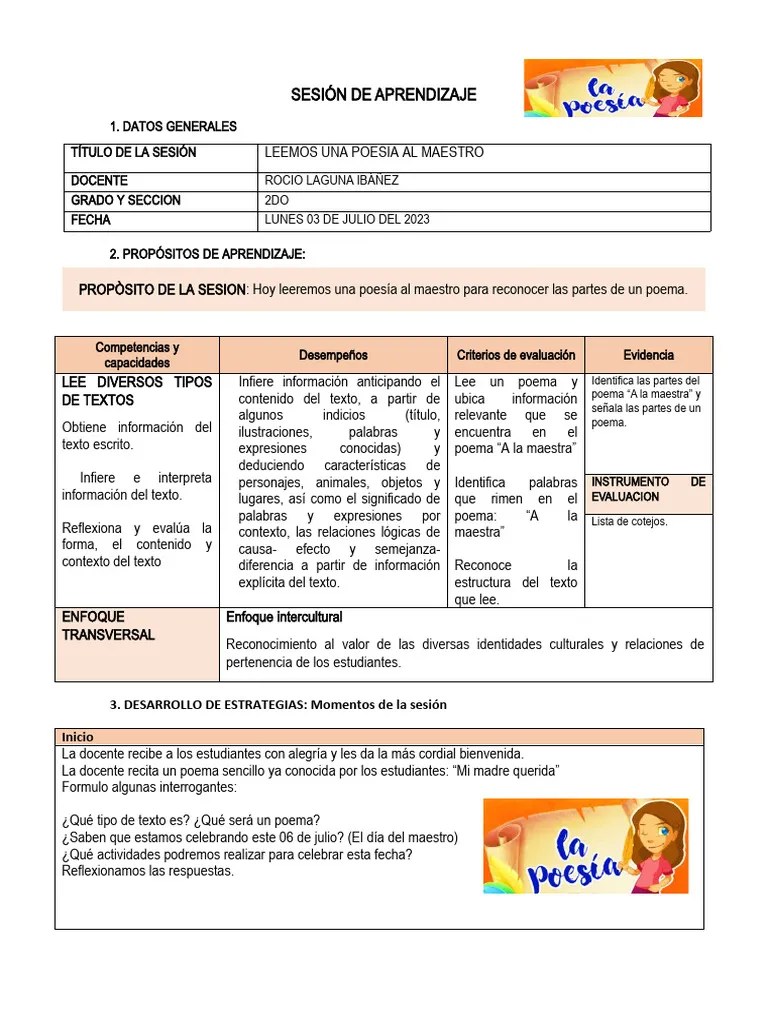 SESIÓN DE APRENDIZAJE Comunicación 03 De Junio | PDF