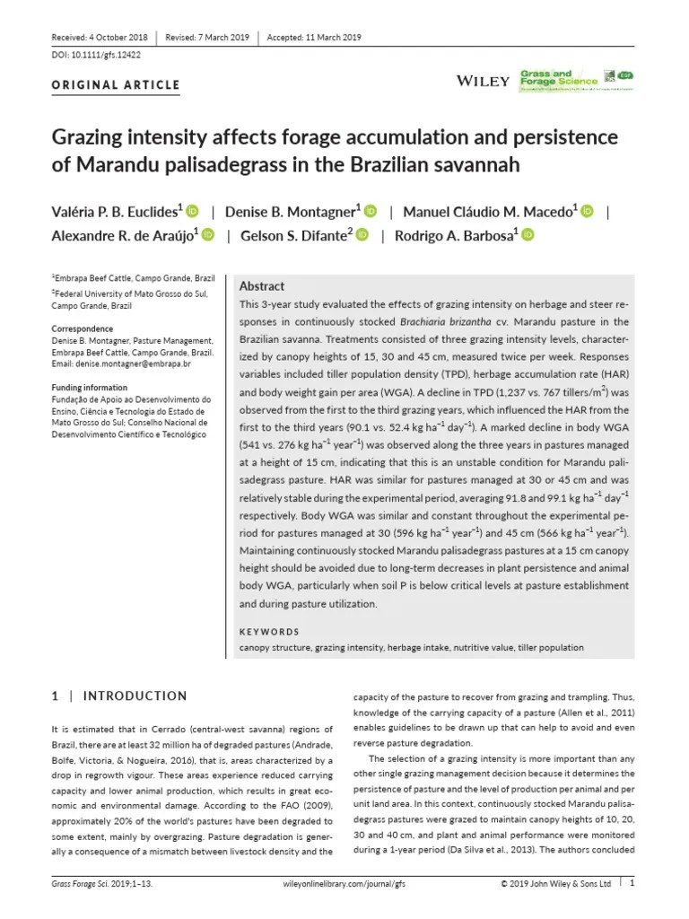 Grazing Intensity Affects Forage Accumulation And Persistence | PDF ...