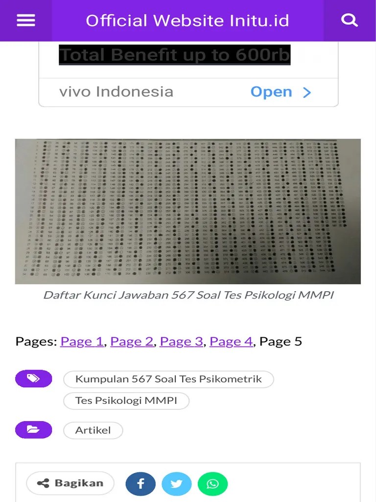 Kumpulan 567 Soal Tes Psikometrik - Tes Psikologi MMPI | PDF