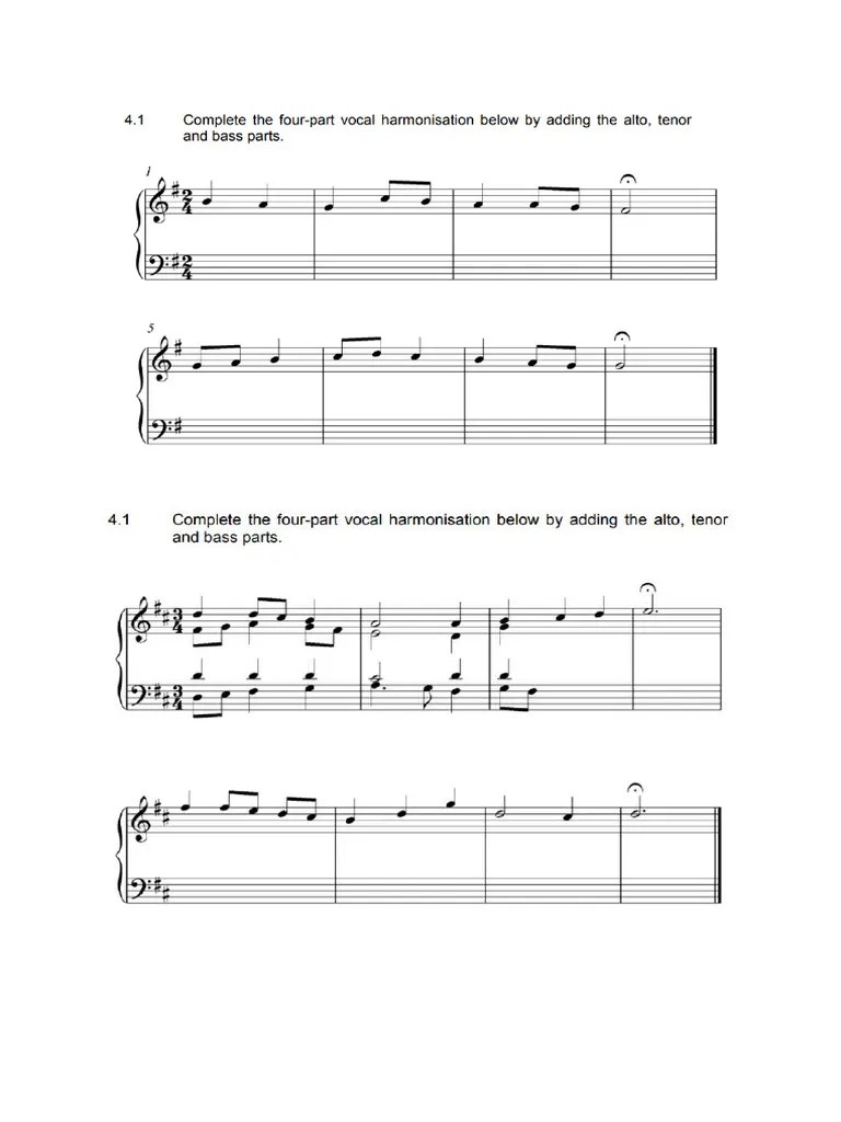 Easy 4 Part Harmony Exercises | PDF