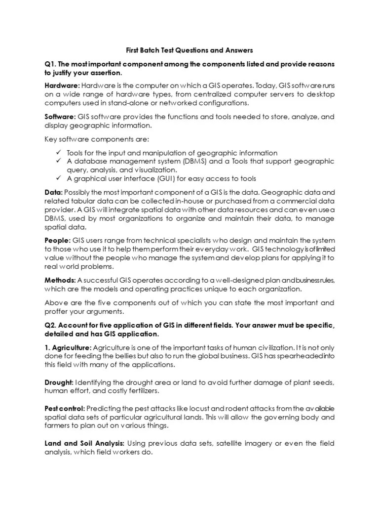 GIS Test Questions & Answers | PDF | Geographic Information System