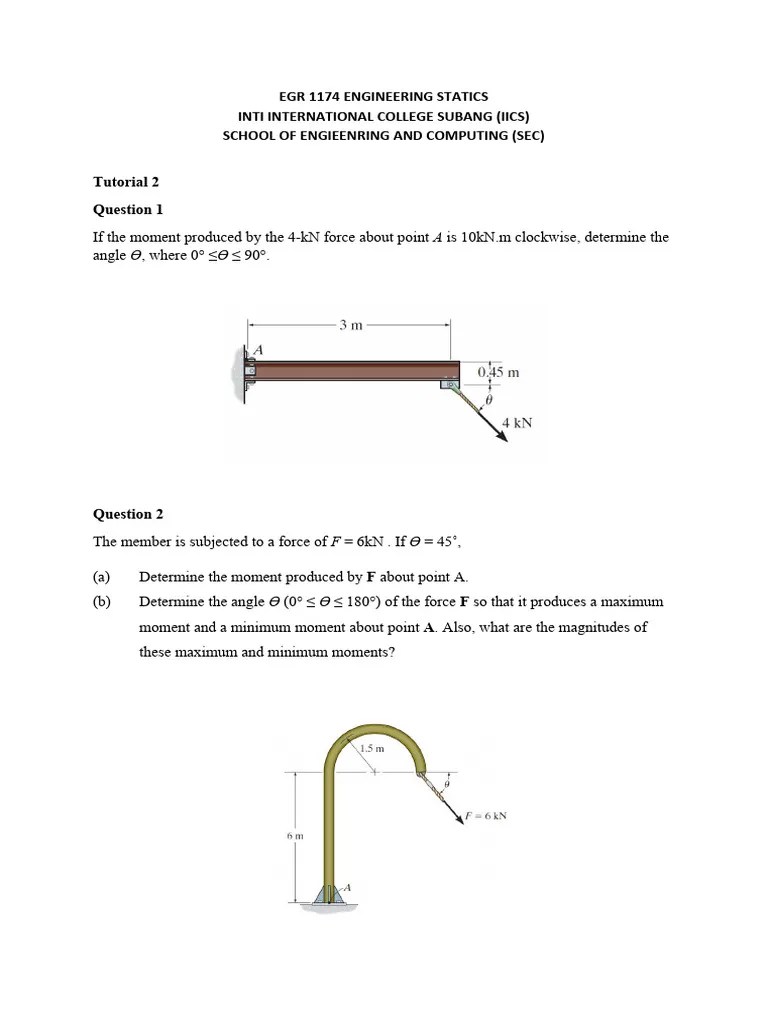 EGR 1174 ENGINEERING STATICS Tutorial 2 | PDF
