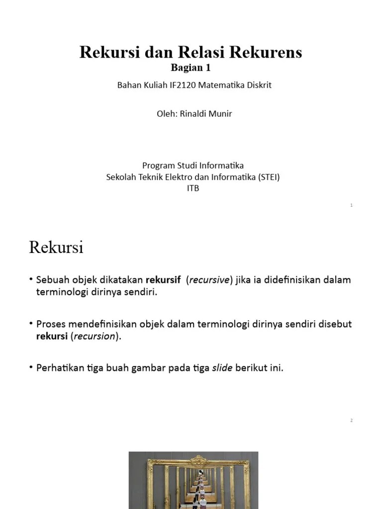 Rekursi Dan Relasi Rekurens (Bagian 1) | PDF