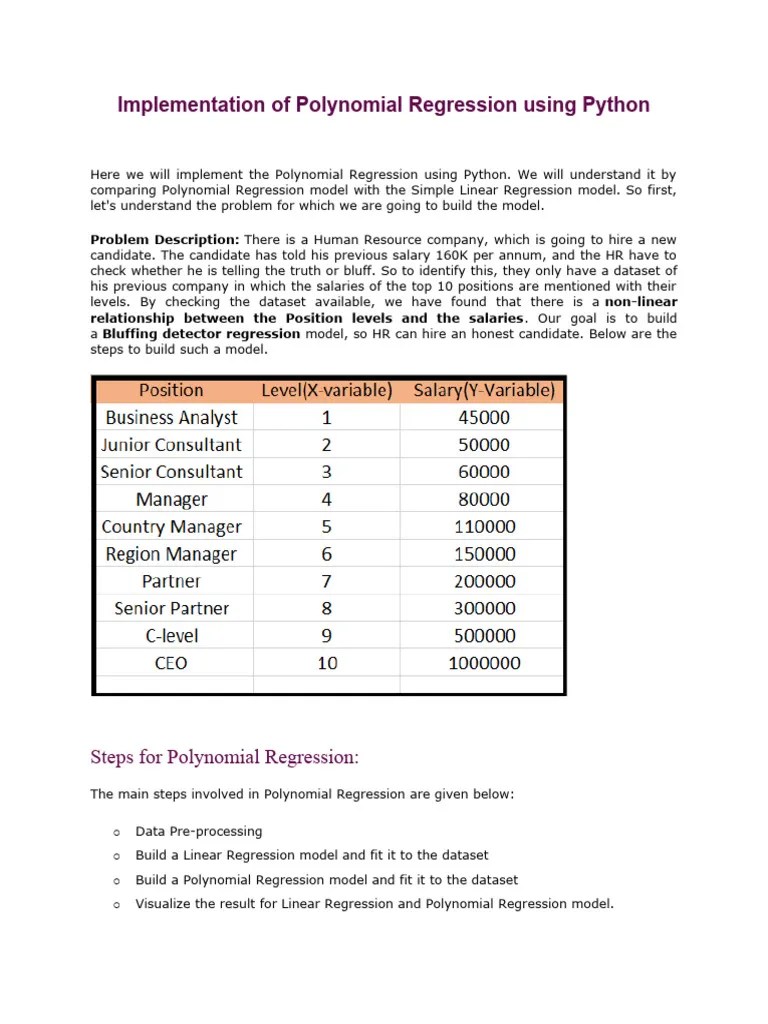 2.3 ML (Implementation Of Polynomial Regression Using Python) | PDF ...