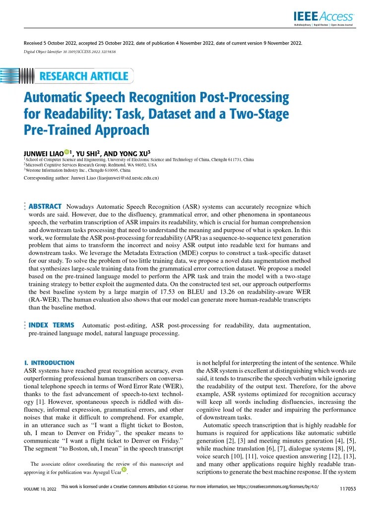 Automatic Speech Recognition Post-Processing For Readability Task ...