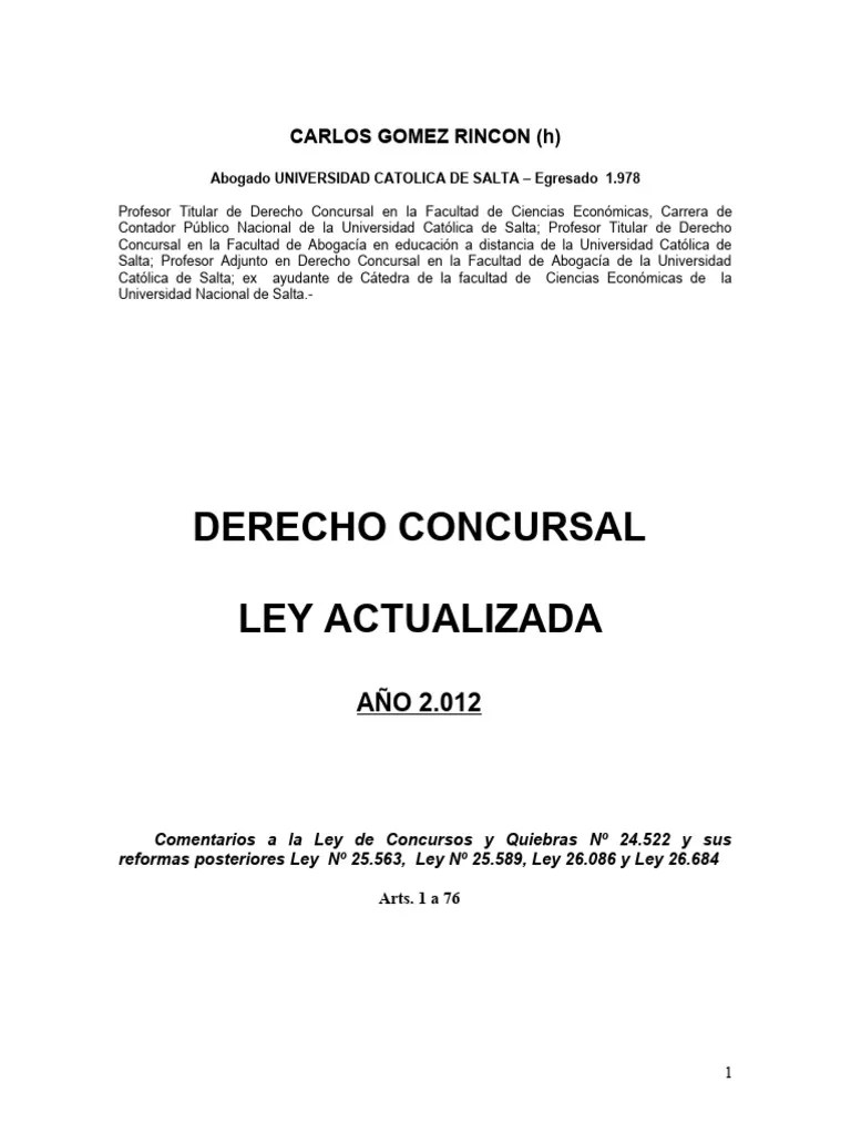Libro Derecho Concursal | PDF | Bancarrota | Pagos