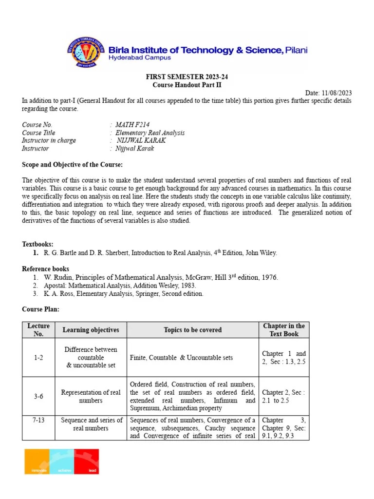 Math F214 | PDF | Continuous Function | Mathematical Analysis