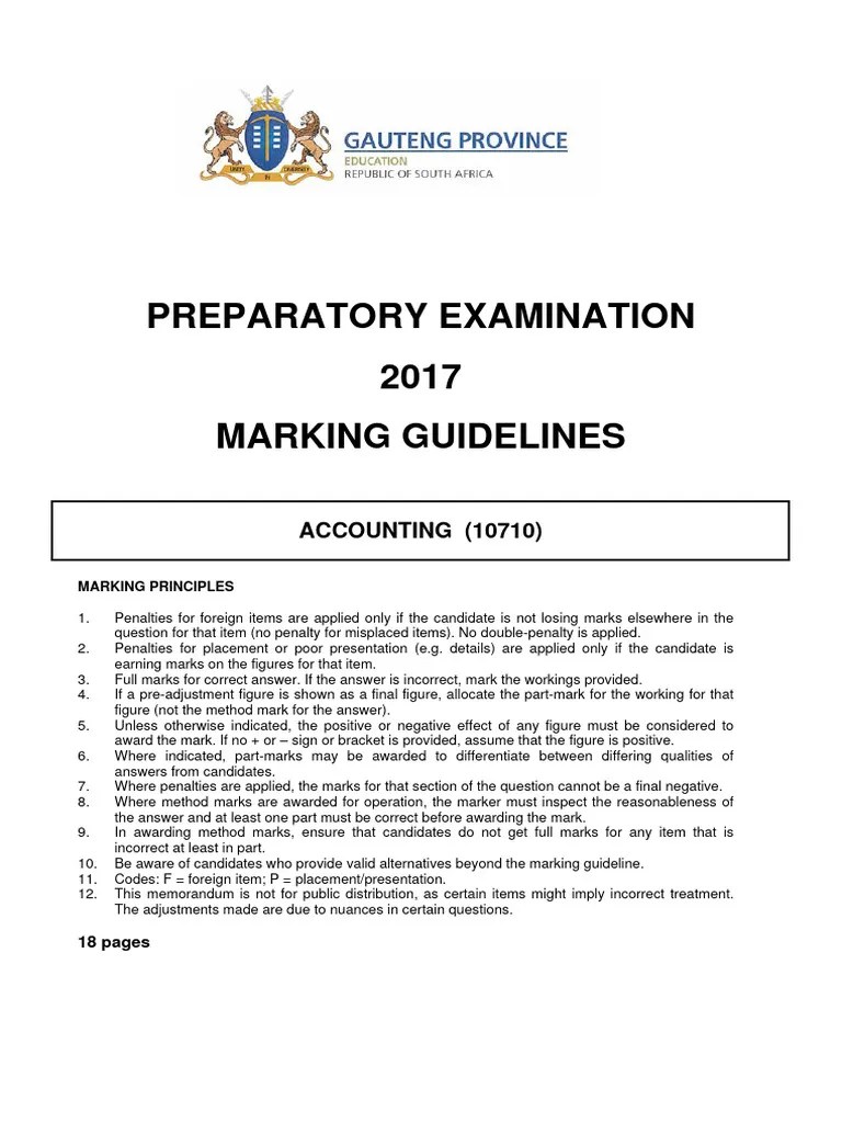 Grade 12 NSC Accounting Preparatory 2017 Possible Answers | PDF | Equity (Finance) | Dividend