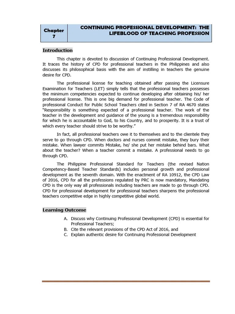 Chapter 7 Continuing Professional Education CPD | Download Free PDF ...